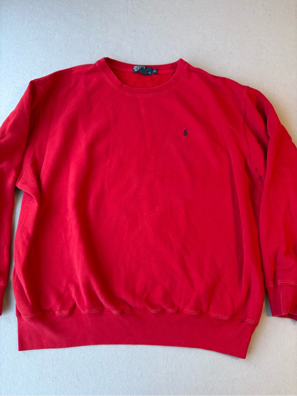 Vintage 90s Polo by Ralph Lauren Men’s Red Crewneck Sweatshirt Sz XL